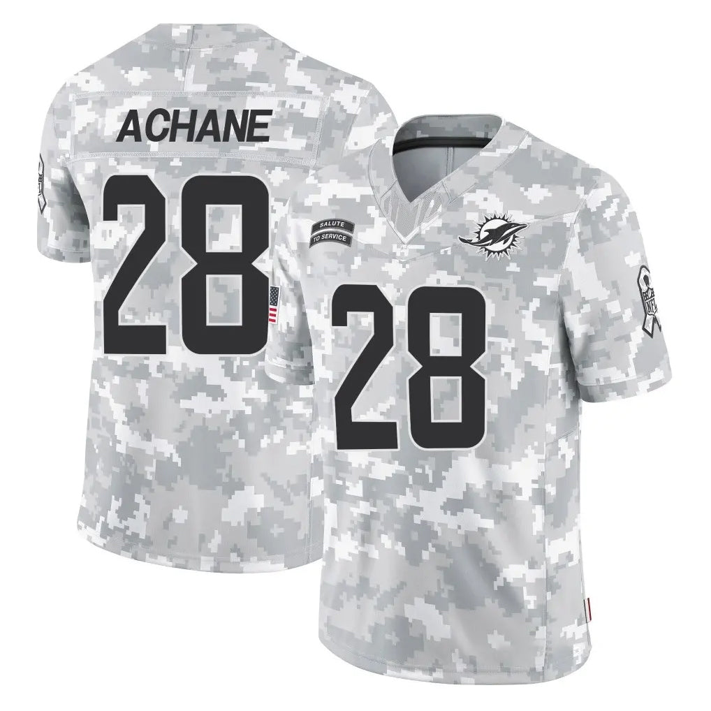 Kooe M.Dolphins #28 De'Von Achane Player Arctic Camo Salute To Service Limited Game Stitched Jerseys
