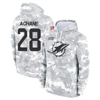 Kooe M.Dolphins #28 De'Von Achane Player Arctic Camo Salute to Service Hoodies Limited Game Stitched Jerseys