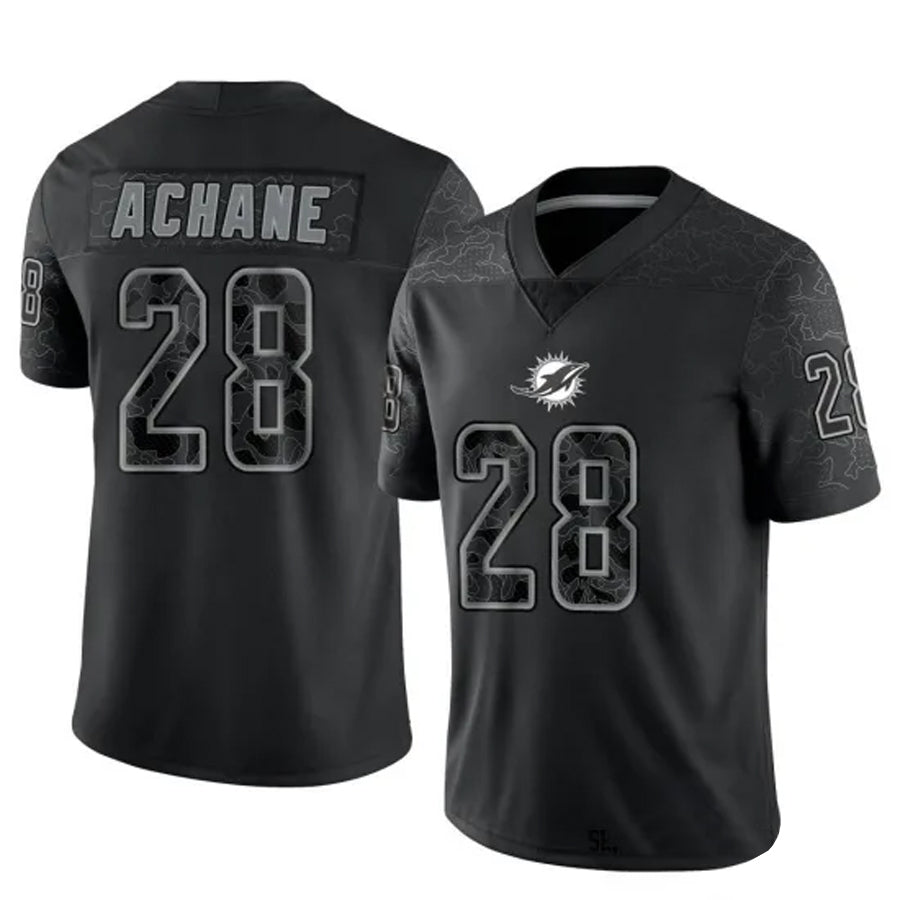 Kooe M.Dolphins #28 De?¡¥Von Achane Player Black RFLCTV Limited Stitched Jerseys