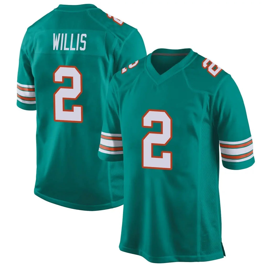 Kooe M.Dolphins #2 Malik Willis Player Aqua Alternate Home Game Stitched Jerseys