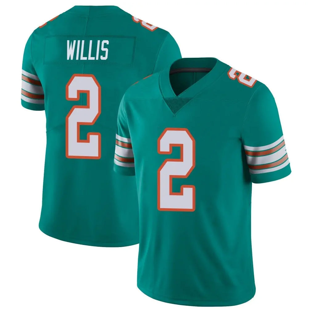 Kooe M.Dolphins #2 Malik Willis Player Aqua Limited Alternate Vapor Untouchable Home Game Stitched Jerseys