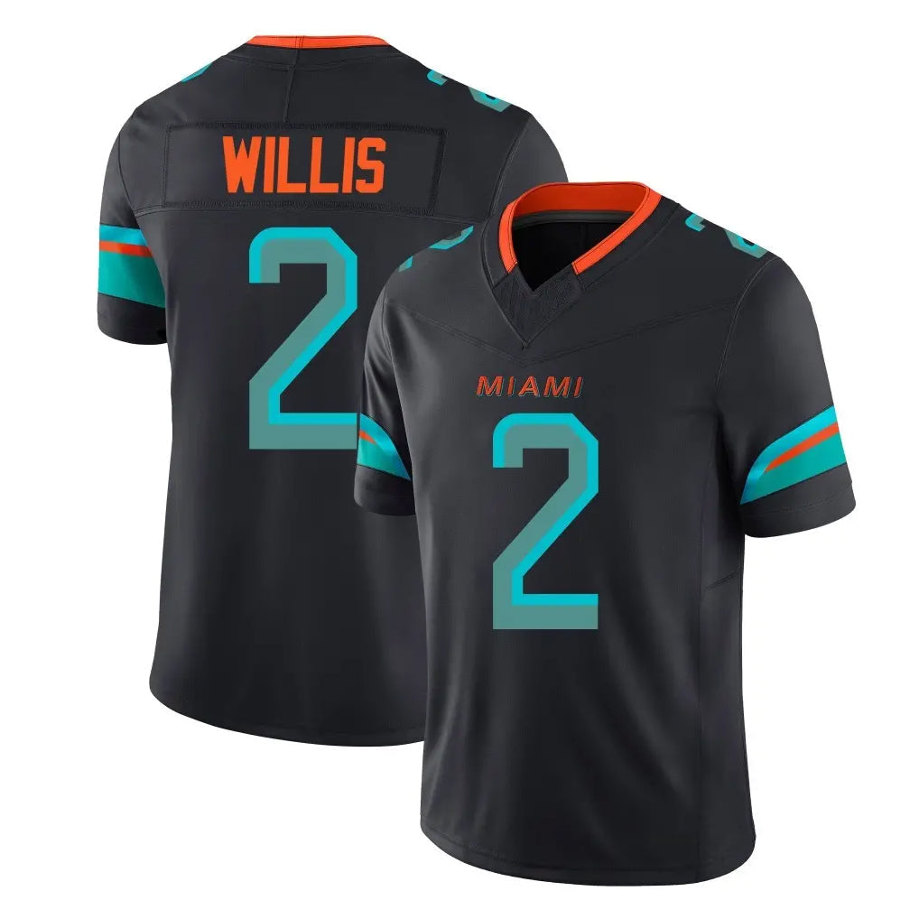 Kooe M.Dolphins #2 Malik Willis Player Black Limited Pitch Rivalries Collection Home Game Stitched Jerseys