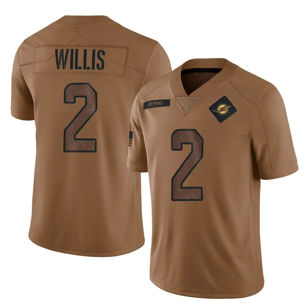 Kooe M.Dolphins #2 Malik Willis Player Brown Salute To Service Limited Stitched Jerseys