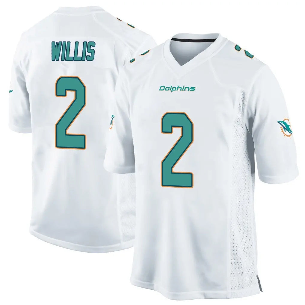 Kooe M.Dolphins #2 Malik Willis Player White Home Game Stitched Jerseys