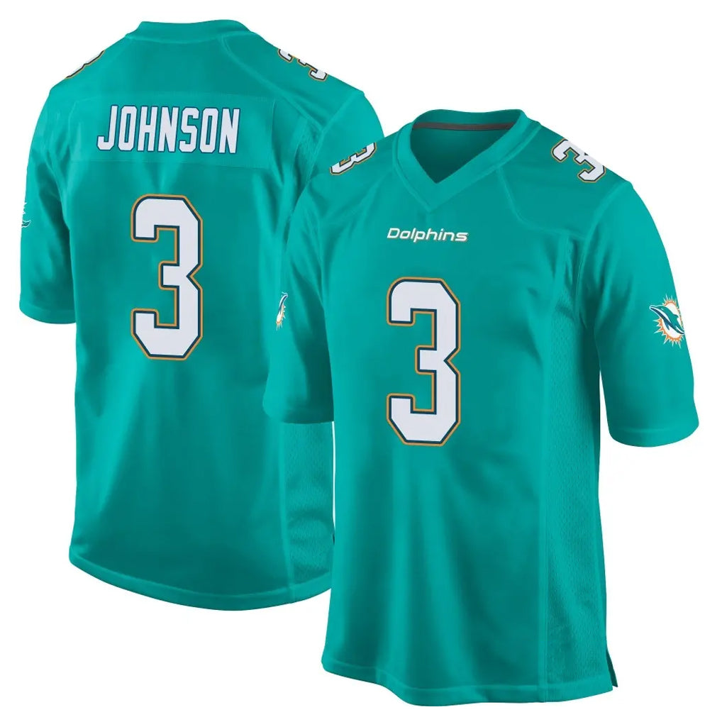 Kooe M.Dolphins #3 Chris Johnson Player Aqua Team Color Home Game Stitched Jerseys