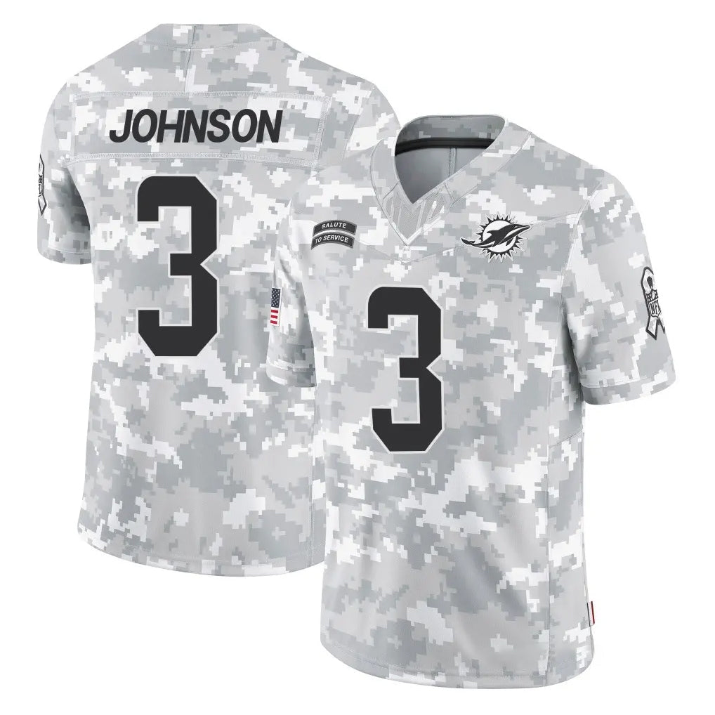 Kooe M.Dolphins #3 Chris Johnson Player Arctic Camo Salute To Service Limited Game Stitched Jerseys