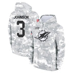 Kooe M.Dolphins #3 Chris Johnson Player Arctic Camo Salute to Service Hoodies Limited Game Stitched Jerseys
