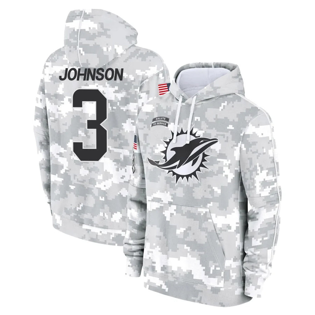 Kooe M.Dolphins #3 Chris Johnson Player Arctic Camo Salute to Service Hoodies Limited Game Stitched Jerseys