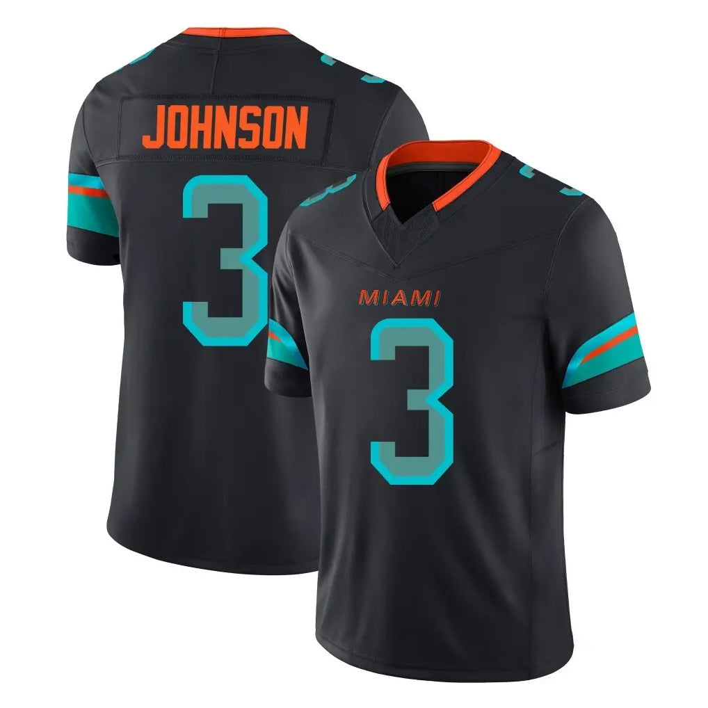Kooe M.Dolphins #3 Chris Johnson Player Black Limited Pitch Rivalries Collection Home Game Stitched Jerseys
