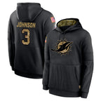 Kooe M.Dolphins #3 Chris Johnson Player Black Salute to Service Hoodies Limited Game Stitched Jerseys