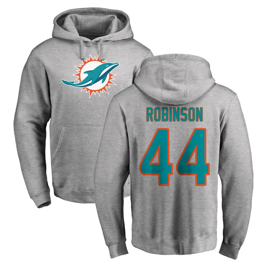 Kooe M.Dolphins #44 Chop Robinson Player Gray LOGO Pullover Hoodies Limited Stitched Jerseys