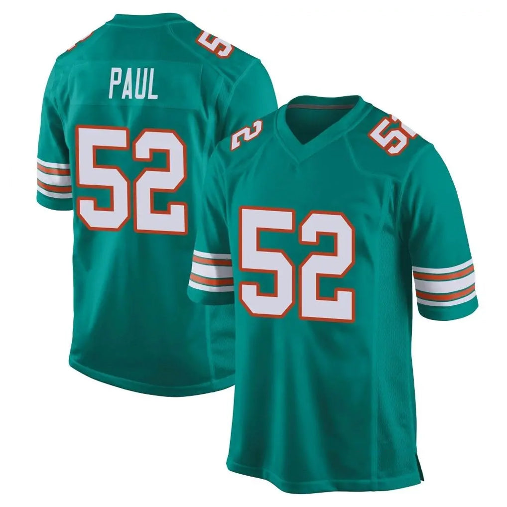 Kooe M.Dolphins #52 Patrick Paul Player Aqua Alternate Home Game Stitched Jerseys