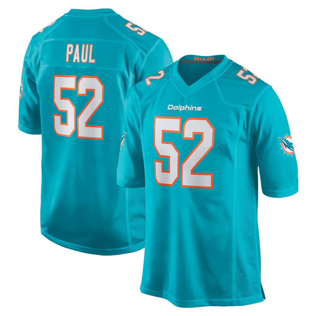 Kooe M.Dolphins #52 Patrick Paul Player Aqua Home Game Stitched Jerseys