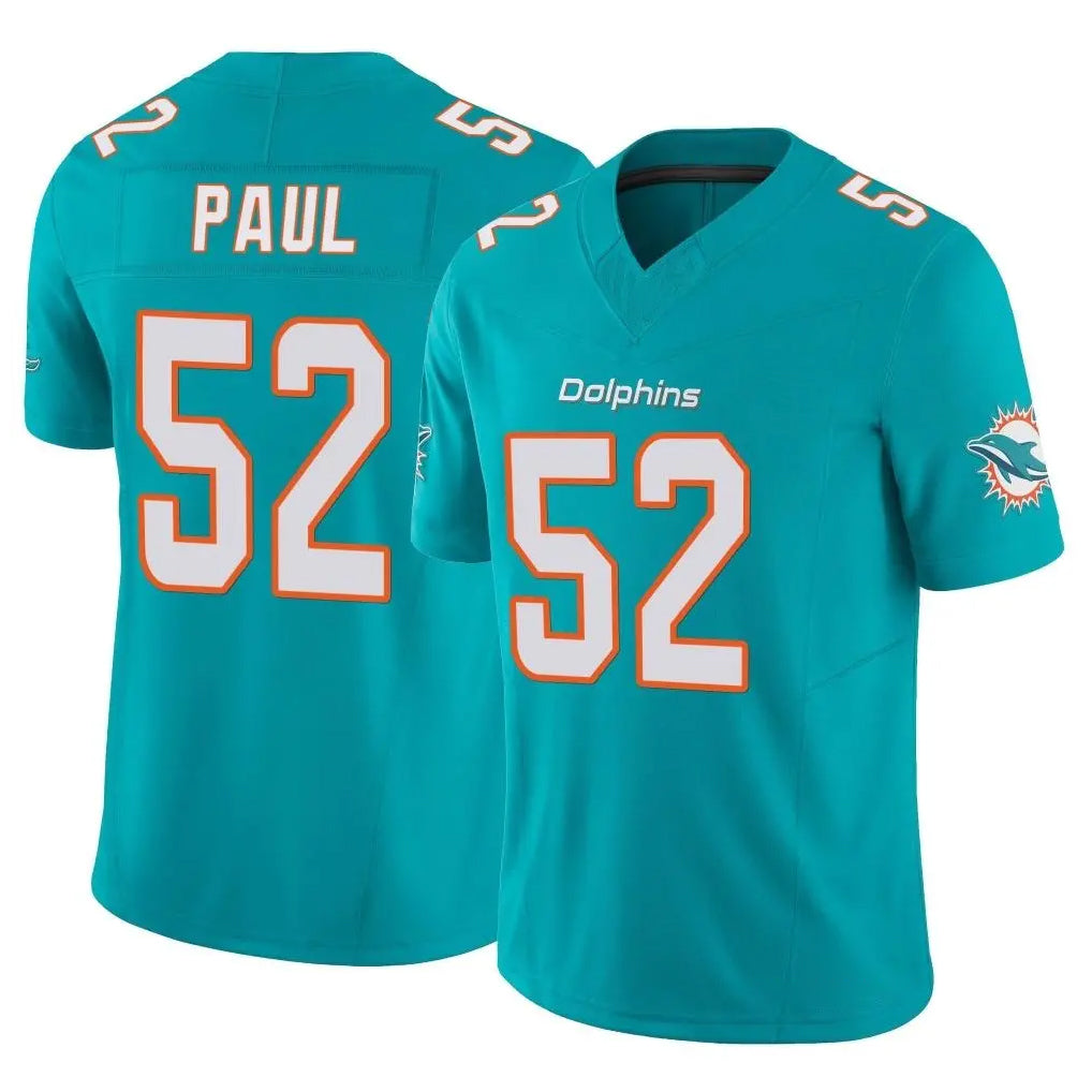 Kooe M.Dolphins #52 Patrick Paul Player Aqua Limited Vapor F.U.S.E. Home Game Stitched Jerseys