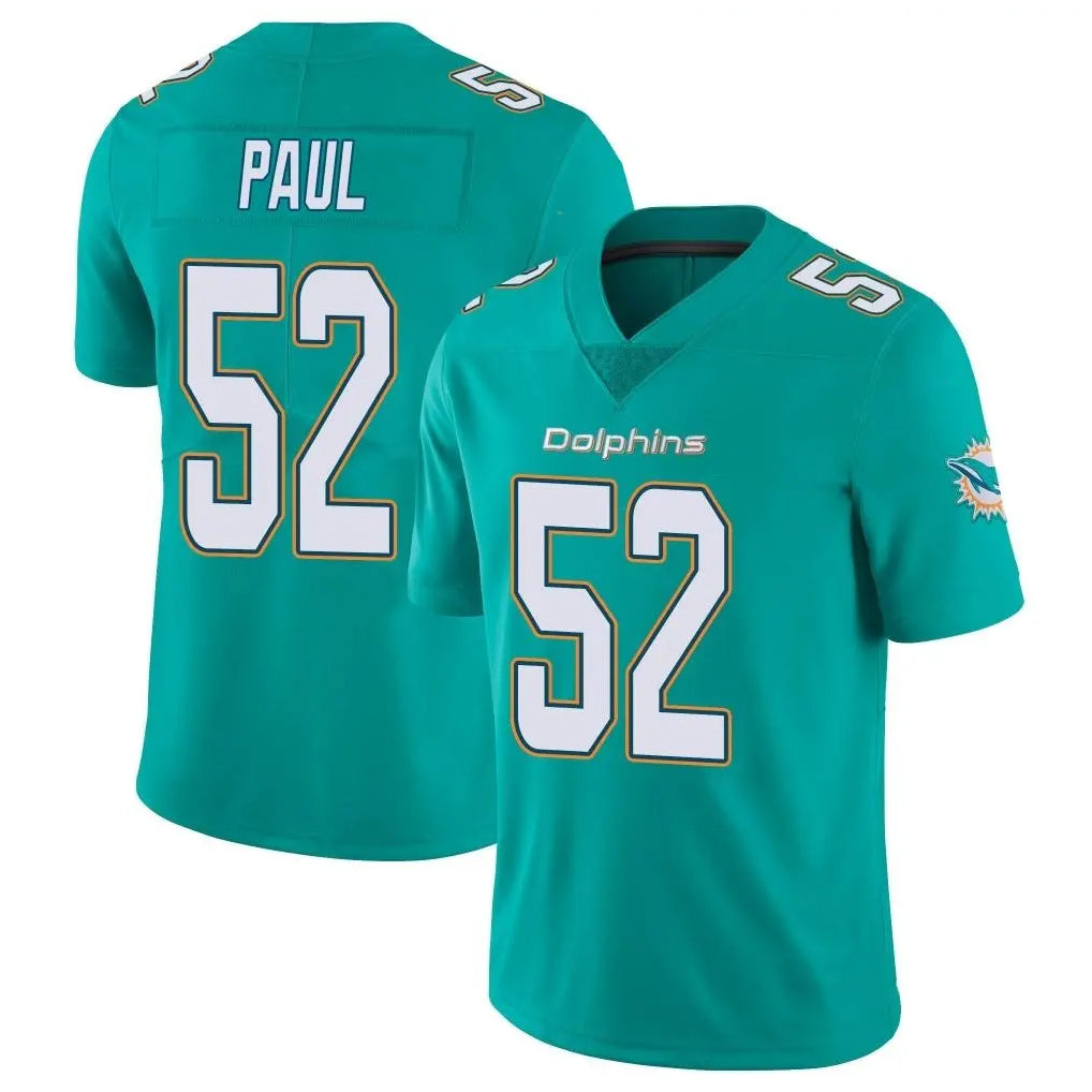 Kooe M.Dolphins #52 Patrick Paul Player Aqua Limited Vapor Untouchable Home Game Stitched Jerseys