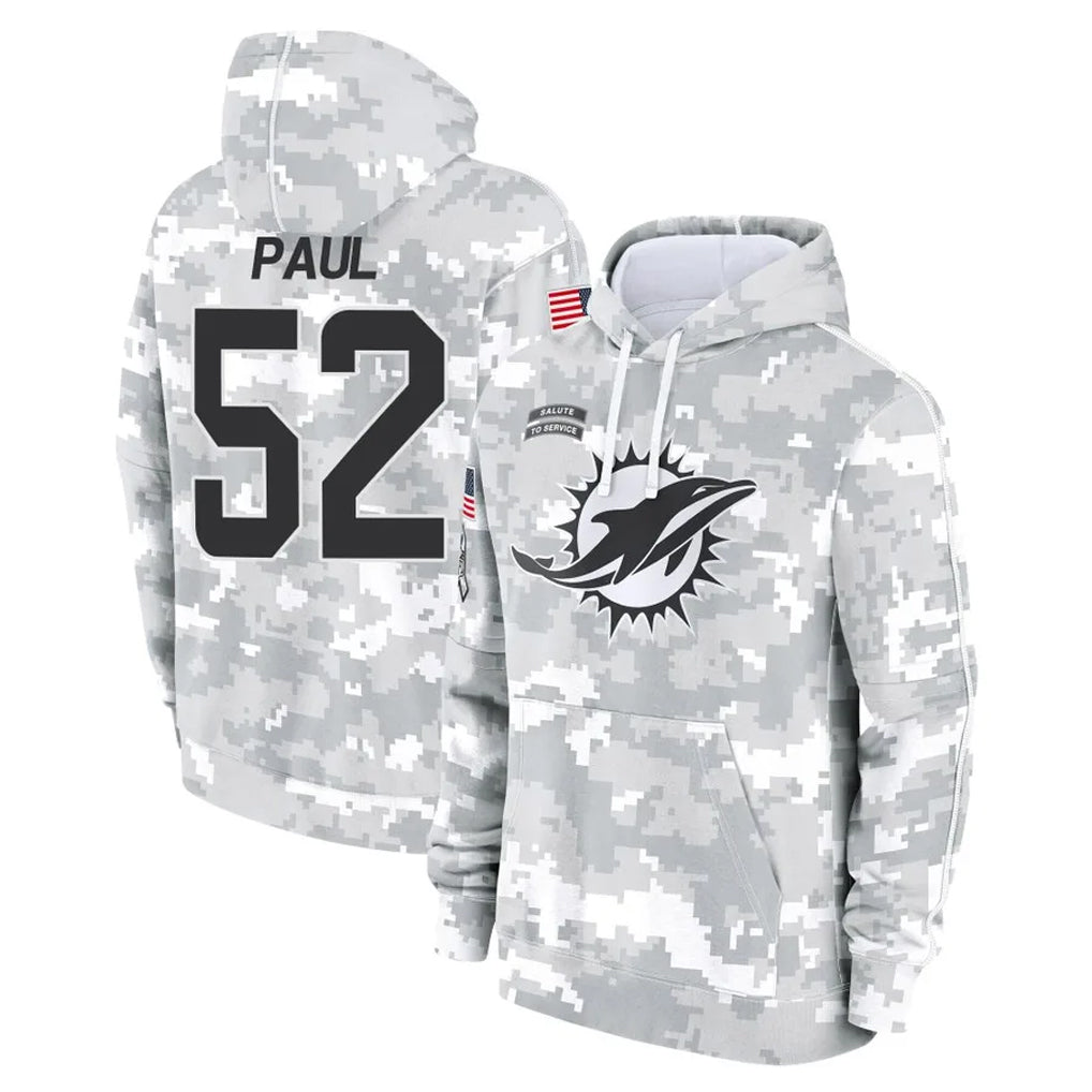 Kooe M.Dolphins #52 Patrick Paul Player Arctic Camo Salute to Service Hoodies Limited Game Stitched Jerseys