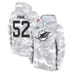 Kooe M.Dolphins #52 Patrick Paul Player Arctic Camo Salute to Service Hoodies Limited Game Stitched Jerseys