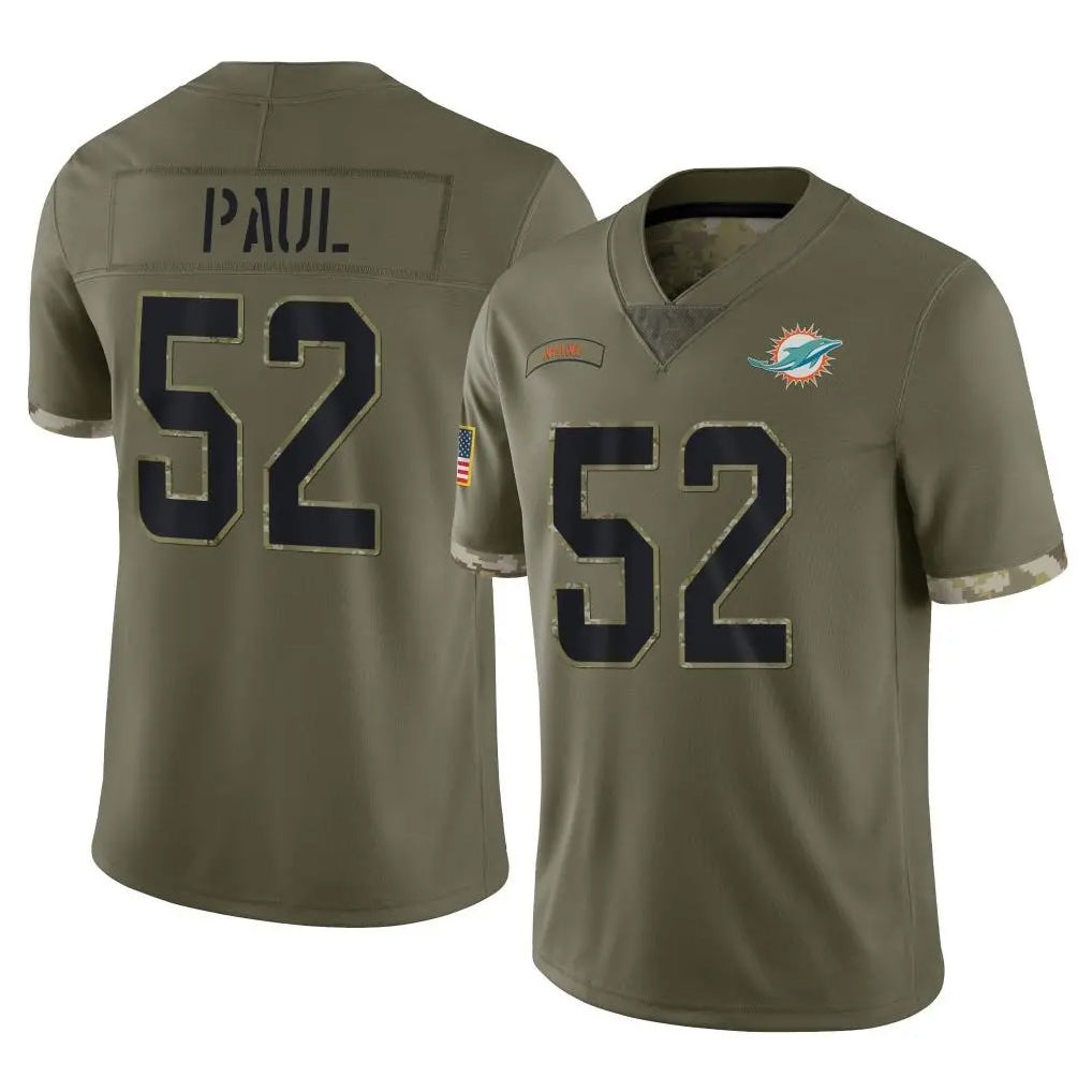 Kooe M.Dolphins #52 Patrick Paul Player Olive Salute To Service Limited Stitched Jerseys