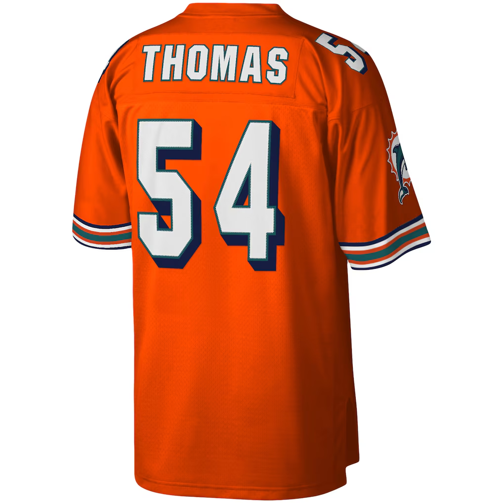 Kooe M.Dolphins #54 Zach Thomas Mitchell & Ness Orange Legacy Replica Stitched Puhic Jersey