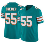 Kooe M.Dolphins #55 Aaron Brewer Player Aqua Limited Alternate Vapor F.U.S.E. Home Game Stitched Jerseys