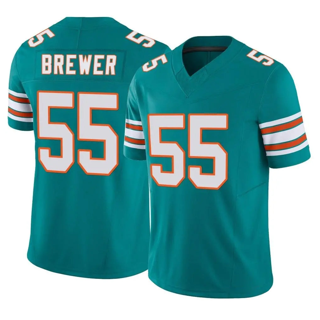 Kooe M.Dolphins #55 Aaron Brewer Player Aqua Limited Alternate Vapor F.U.S.E. Home Game Stitched Jerseys