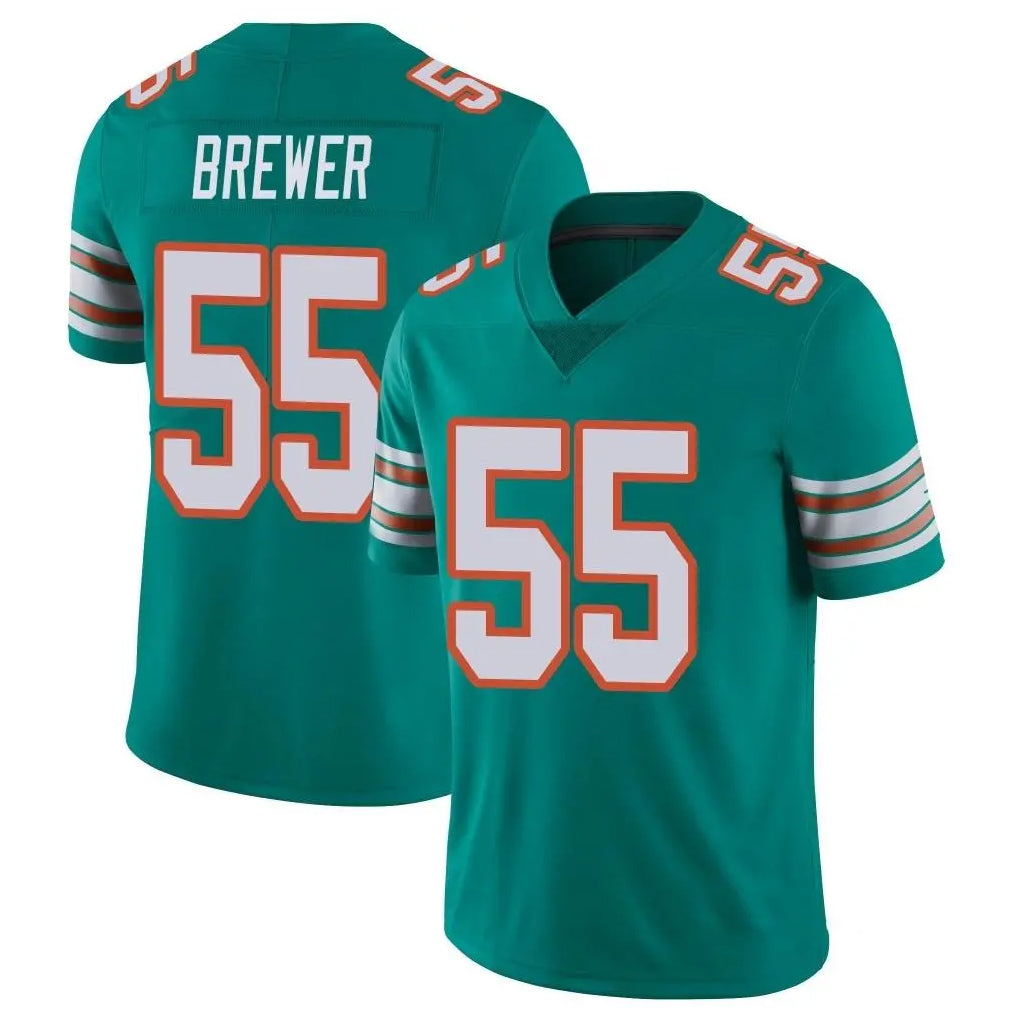 Kooe M.Dolphins #55 Aaron Brewer Player Aqua Limited Alternate Vapor Untouchable Home Game Stitched Jerseys