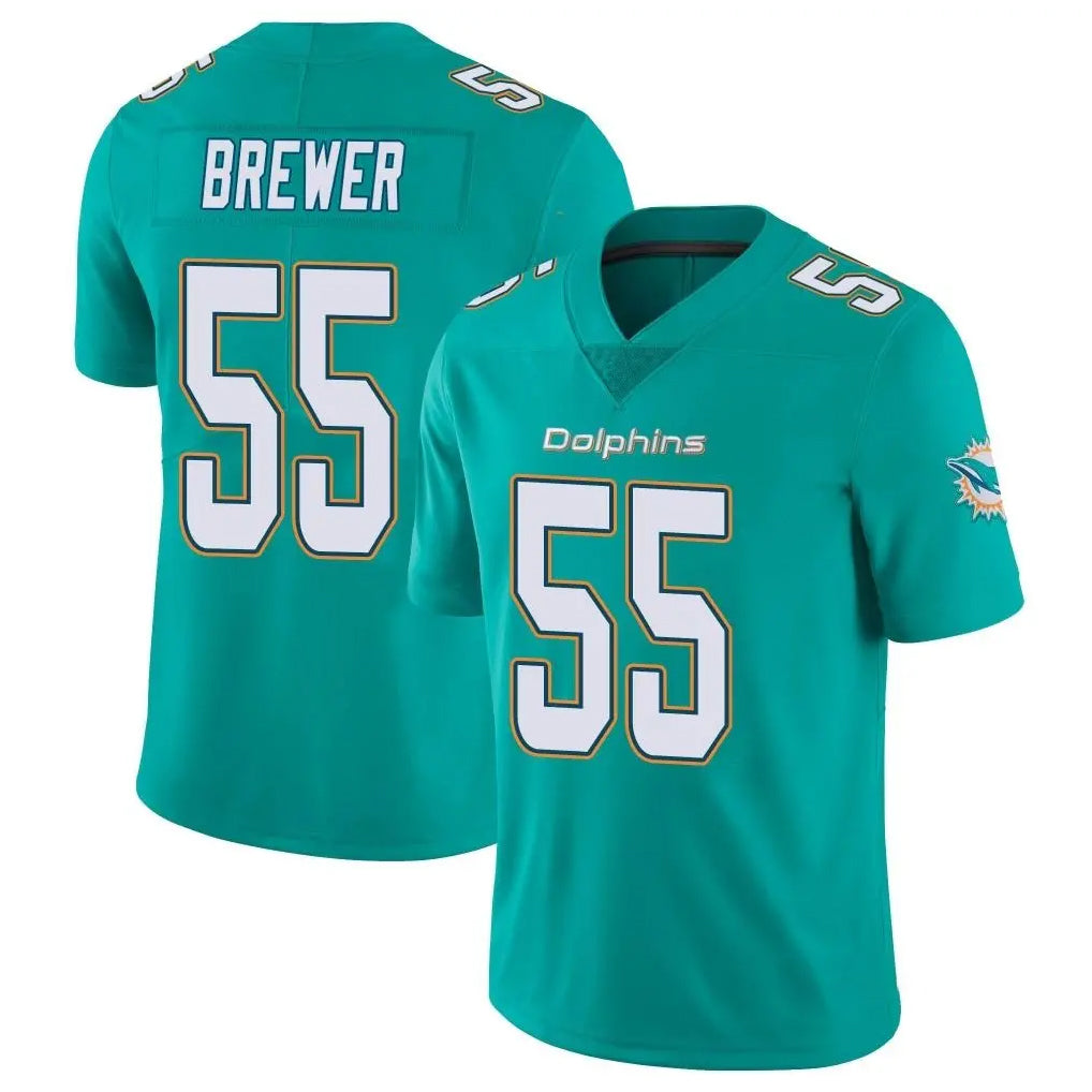 Kooe M.Dolphins #55 Aaron Brewer Player Aqua Limited Vapor Untouchable Home Game Stitched Jerseys
