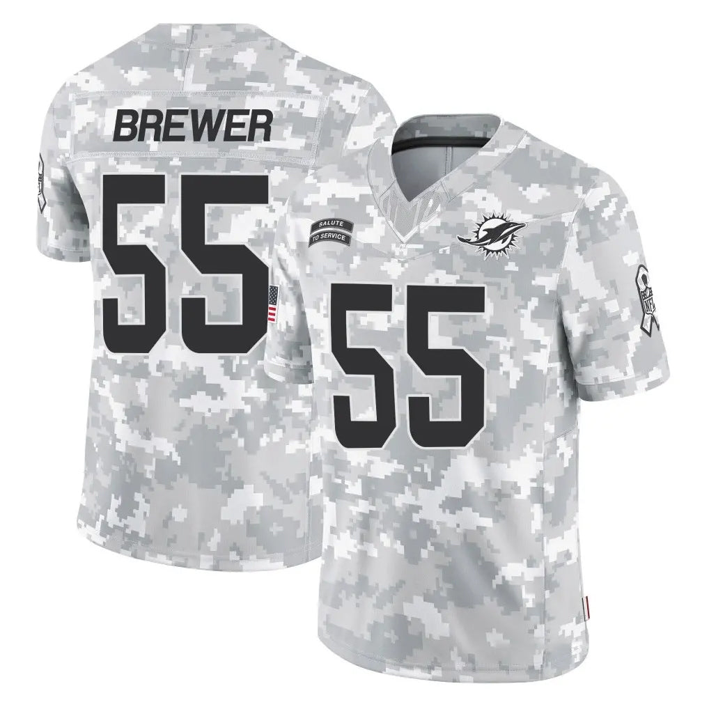 Kooe M.Dolphins #55 Aaron Brewer Player Arctic Camo Salute To Service Limited Game Stitched Jerseys