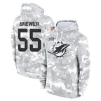 Kooe M.Dolphins #55 Aaron Brewer Player Arctic Camo Salute to Service Hoodies Limited Game Stitched Jerseys