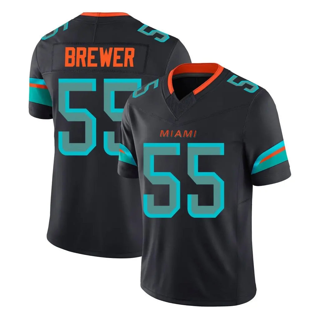 Kooe M.Dolphins #55 Aaron Brewer Player Black Limited Pitch Rivalries Collection Home Game Stitched Jerseys