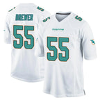Kooe M.Dolphins #55 Aaron Brewer Player White Home Game Stitched Jerseys