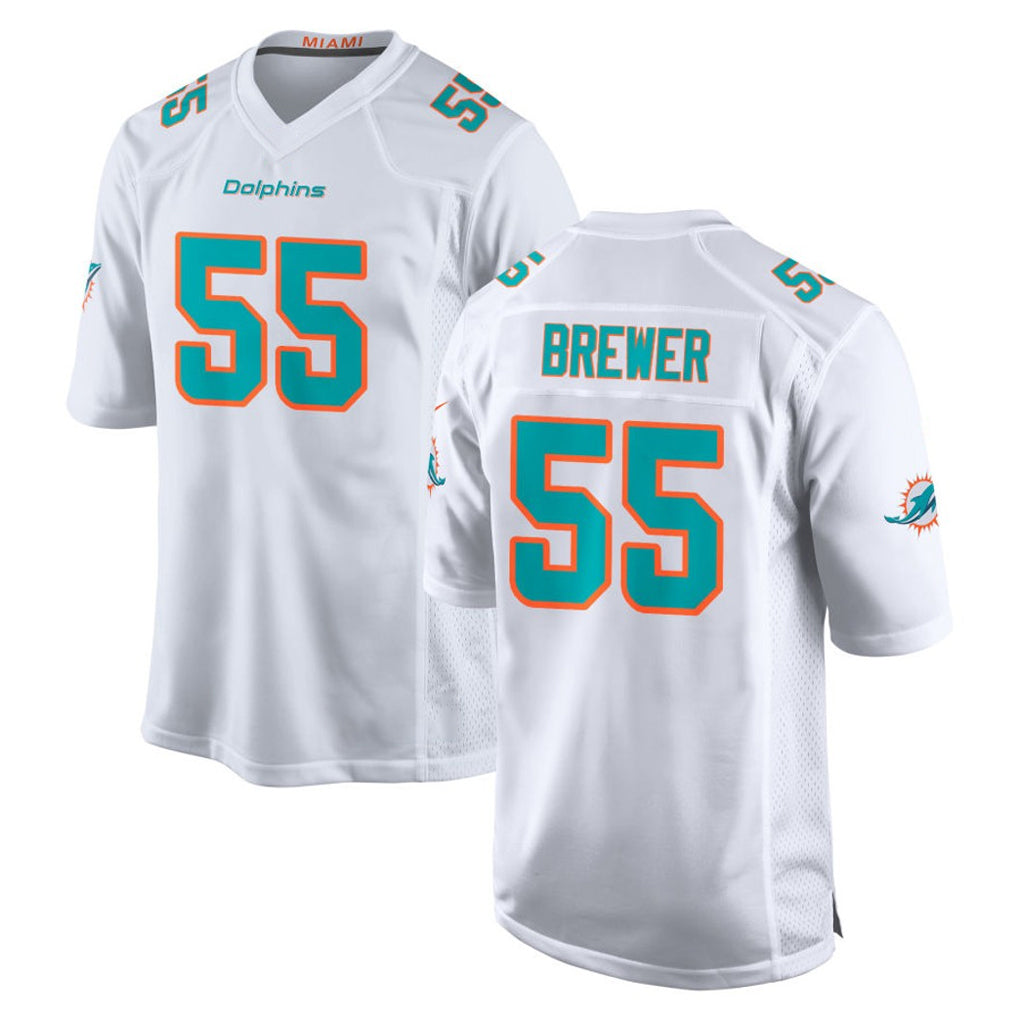Kooe M.Dolphins #55 Aaron Brewer Player White Limited Home Game Stitched Jerseys