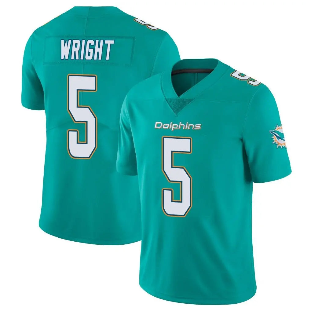 Kooe M.Dolphins #5 Jaylen Wright Player Aqua Limited Vapor Untouchable Home Game Stitched Jerseys