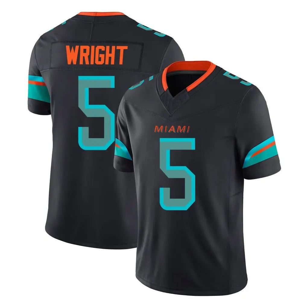 Kooe M.Dolphins #5 Jaylen Wright Player Black Limited Pitch Rivalries Collection Home Game Stitched Jerseys