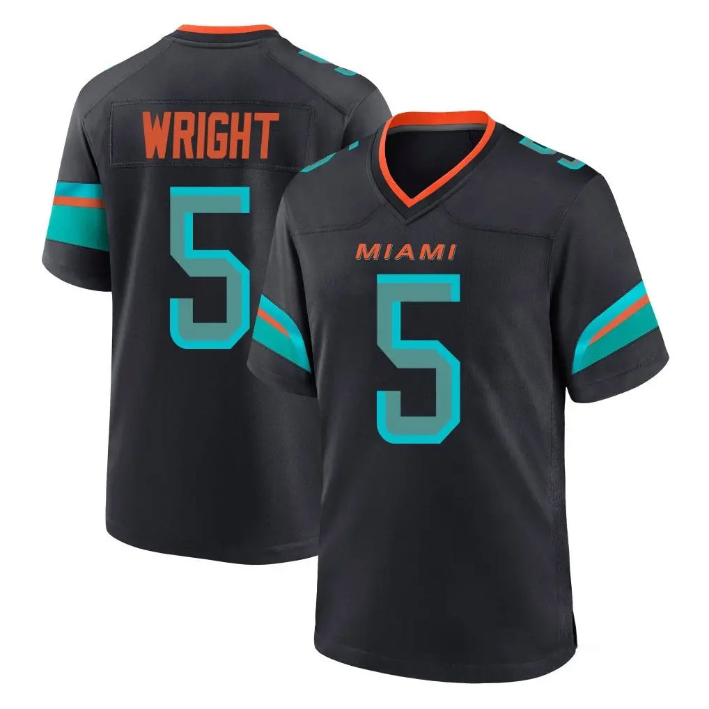 Kooe M.Dolphins #5 Jaylen Wright Player Black Pitch Rivalries Collection Home Game Stitched Jerseys