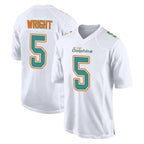 Kooe M.Dolphins #5 Jaylen Wright Player White Fashion Home Game Stitched Jerseys