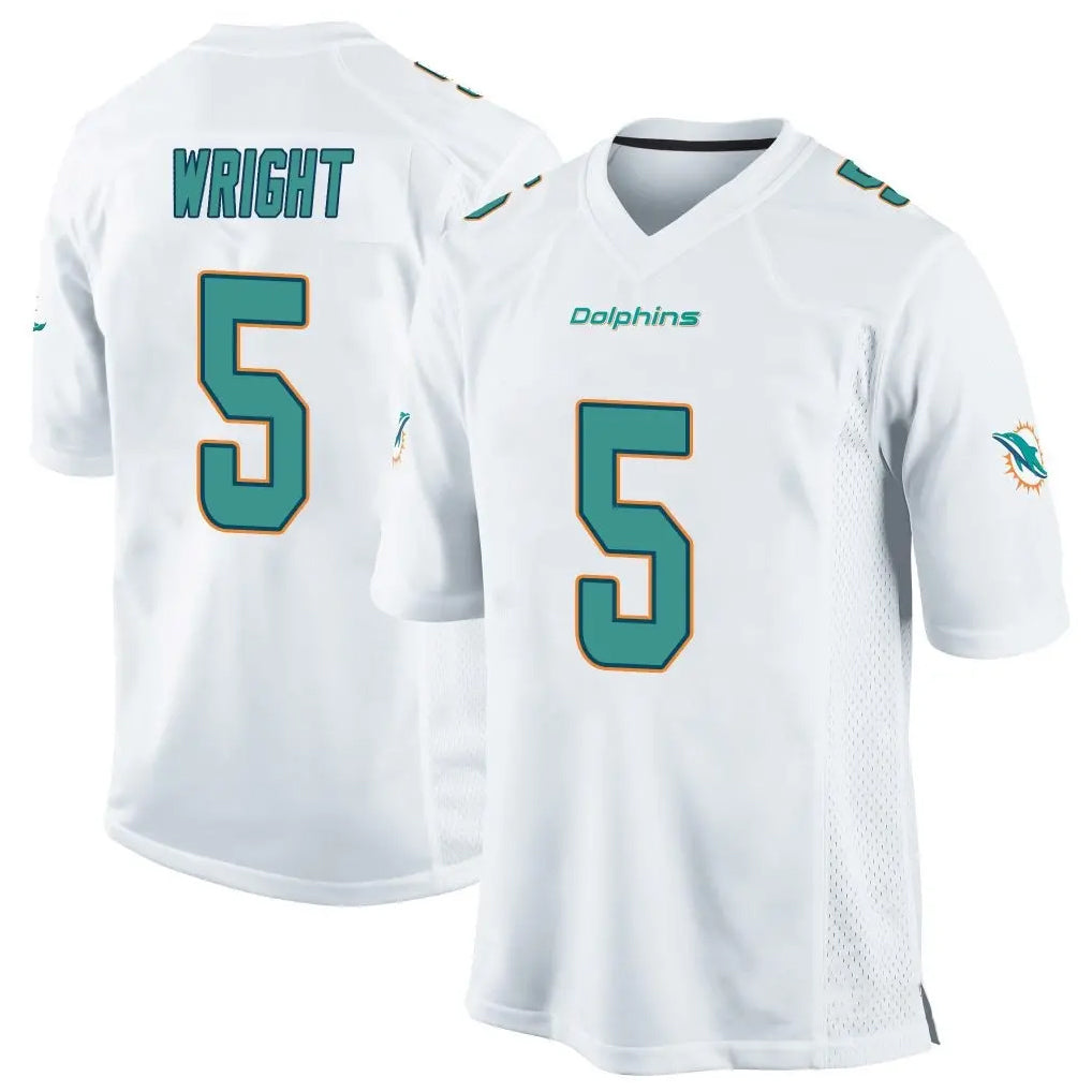 Kooe M.Dolphins #5 Jaylen Wright Player White Home Game Stitched Jerseys