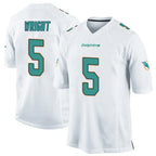 Kooe M.Dolphins #5 Jaylen Wright Player White Home Game Stitched Jerseys
