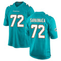 Kooe M.Dolphins #72 Jonah Savaiinaea Player Aqua Home Game Stitched Jerseys