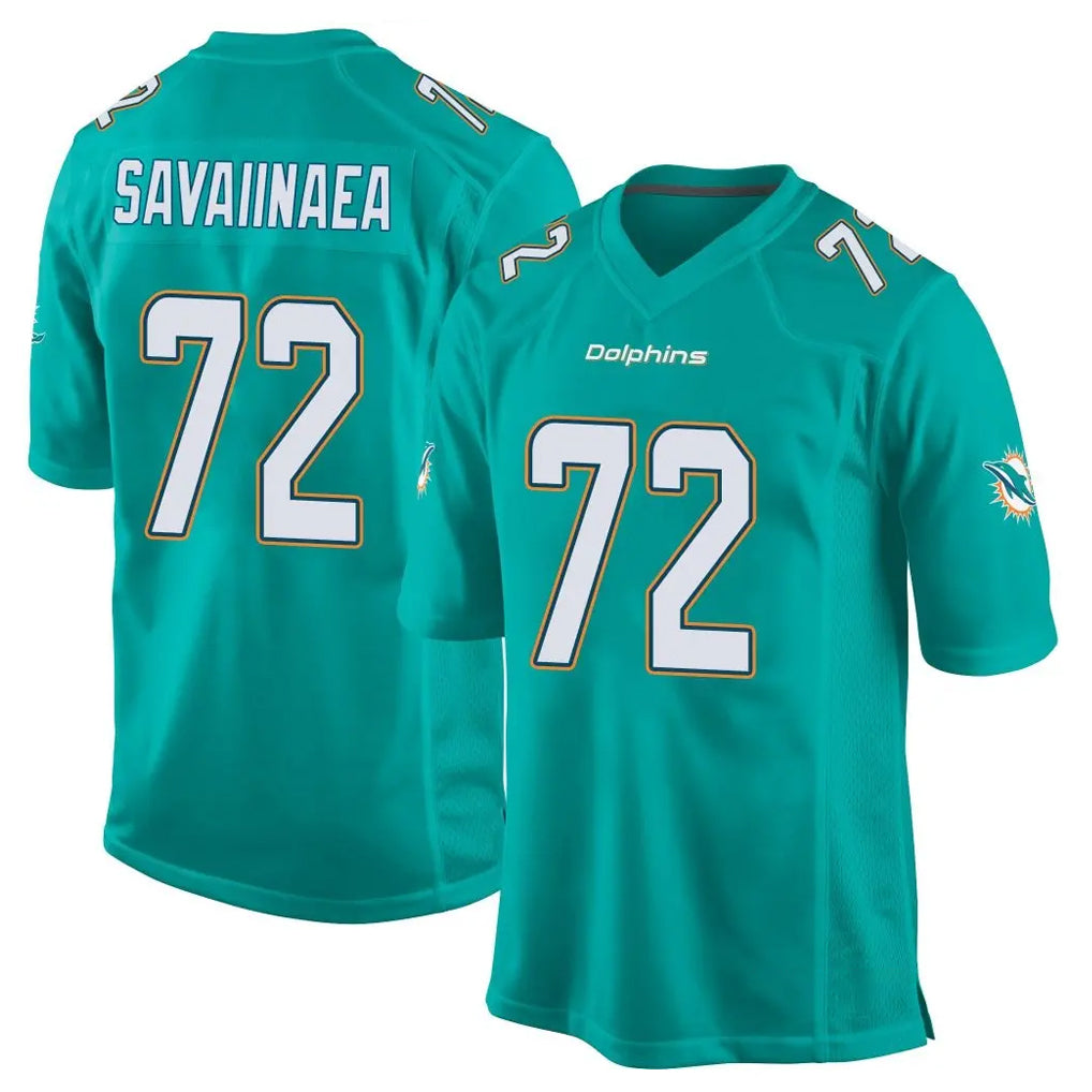 Kooe M.Dolphins #72 Jonah Savaiinaea Player Aqua Team Color Home Game Stitched Jerseys