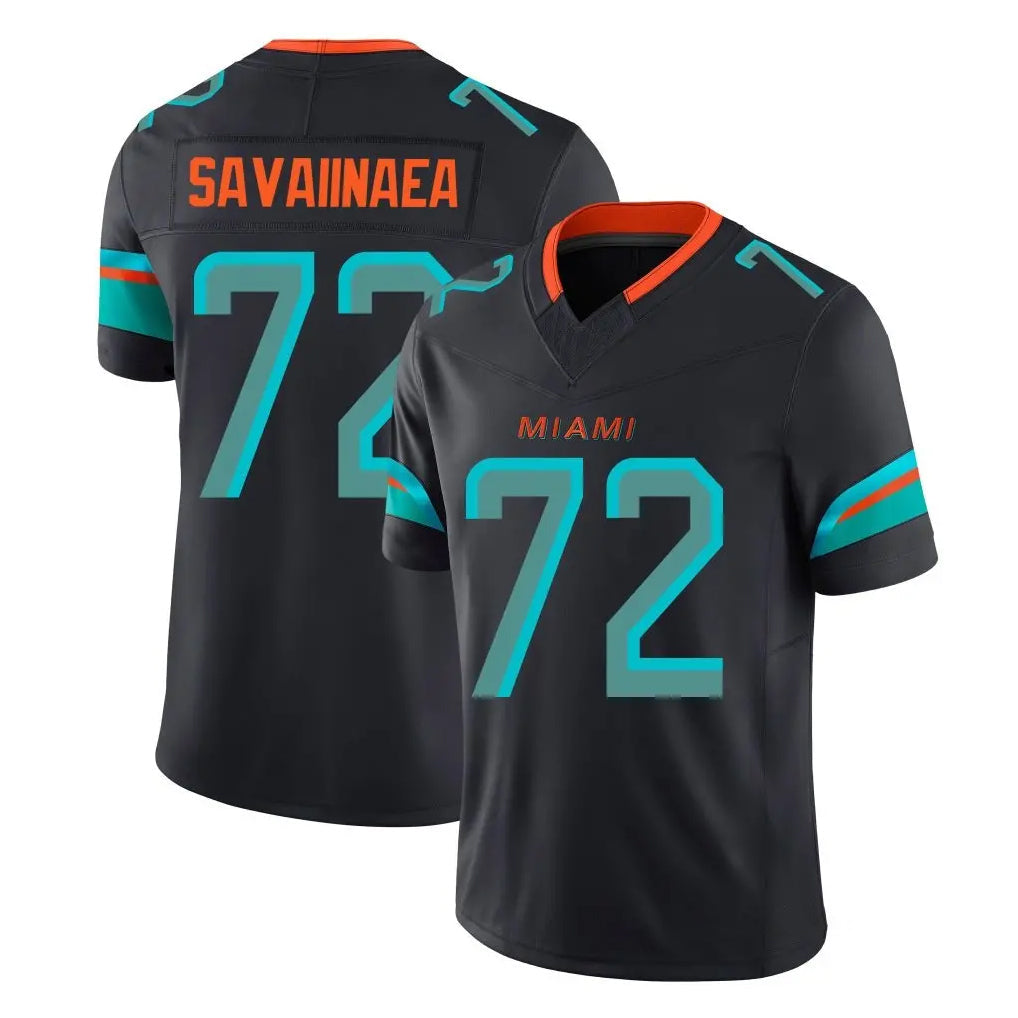 Kooe M.Dolphins #72 Jonah Savaiinaea Player Black Limited Pitch Rivalries Collection Home Game Stitched Jerseys