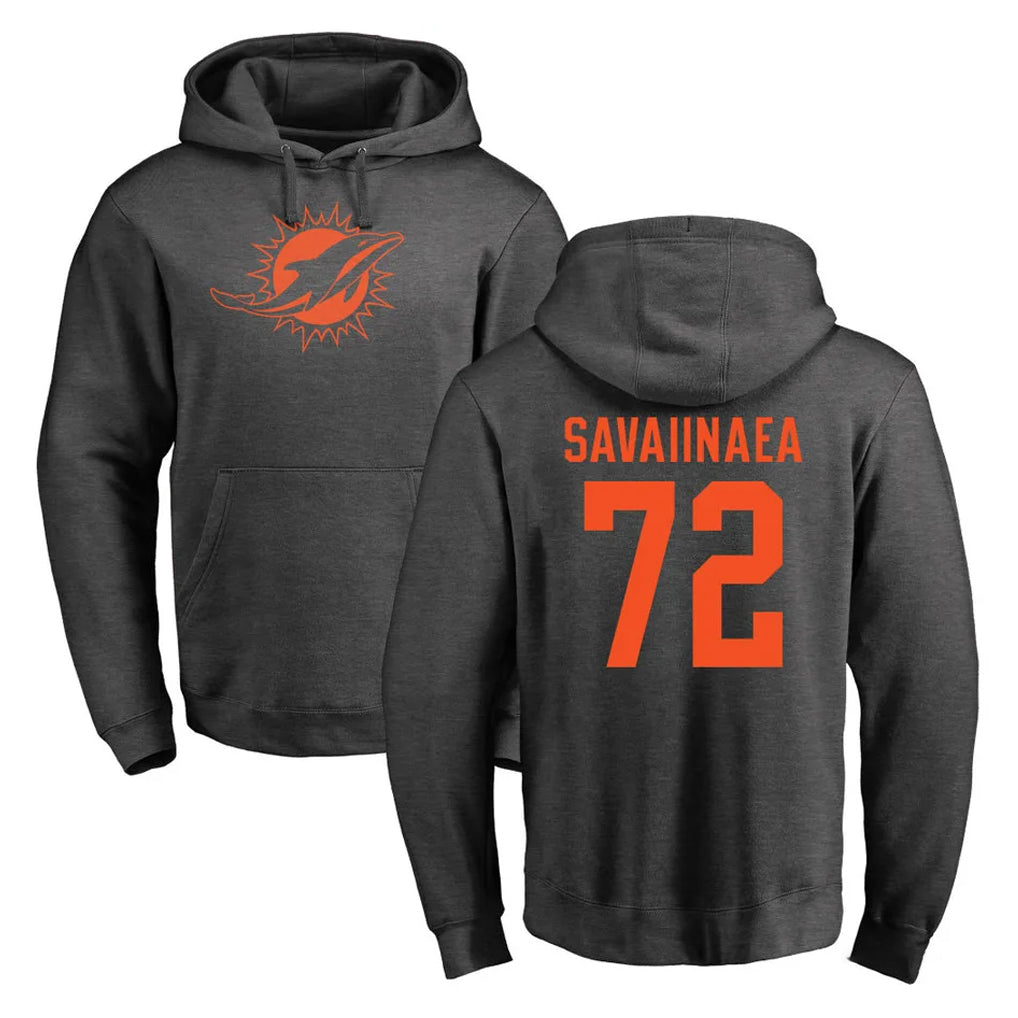 Kooe M.Dolphins #72 Jonah Savaiinaea Player Darkgray Pullover Hoodies Limited Stitched Jerseys