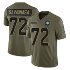 Kooe M.Dolphins #72 Jonah Savaiinaea Player Olive 2025 Salute To Service Limited Game Stitched Jerseys