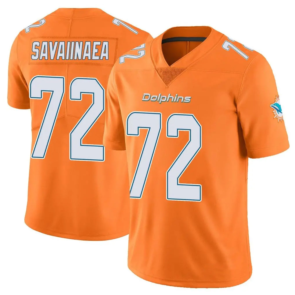 Kooe M.Dolphins #72 Jonah Savaiinaea Player Orange Limited Home Game Stitched Jerseys