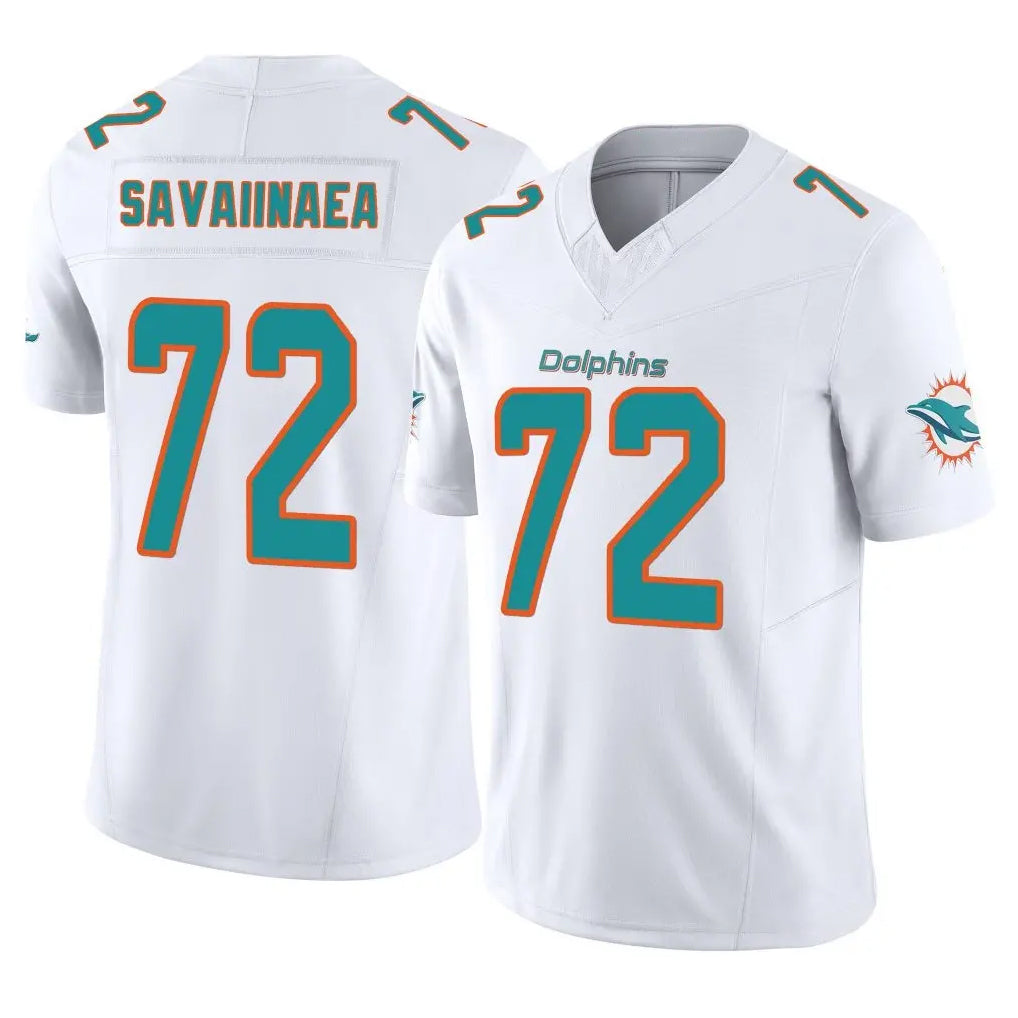 Kooe M.Dolphins #72 Jonah Savaiinaea Player White Limited Vapor F.U.S.E. Home Game Stitched Jerseys