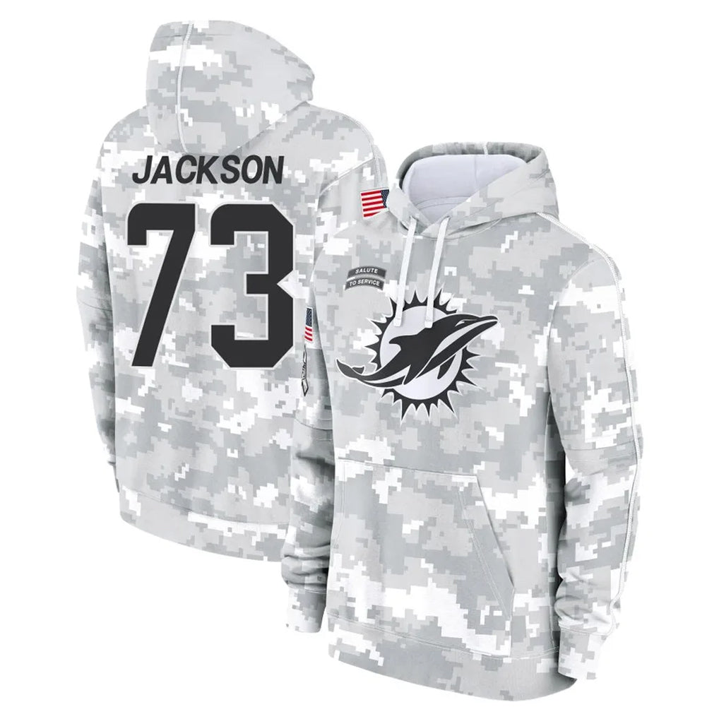 Kooe M.Dolphins #73 Austin Jackson Player Arctic Camo Salute to Service Hoodies Limited Game Stitched Jerseys