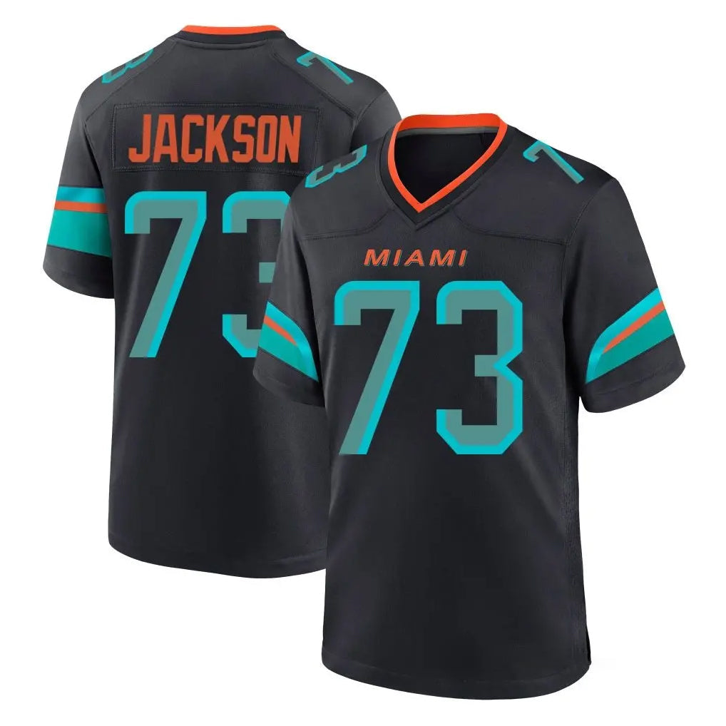 Kooe M.Dolphins #73 Austin Jackson Player Black Pitch Rivalries Collection Home Game Stitched Jerseys
