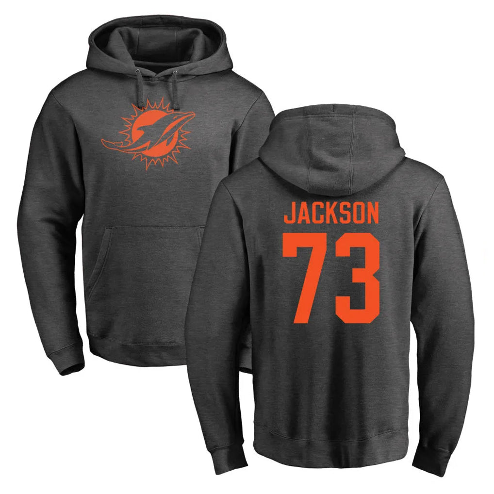 Kooe M.Dolphins #73 Austin Jackson Player Darkgray Pullover Hoodies Limited Stitched Jerseys