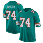 Kooe M.Dolphins #74 Kadyn Proctor Player Aqua Alternate Home Game Stitched Jerseys