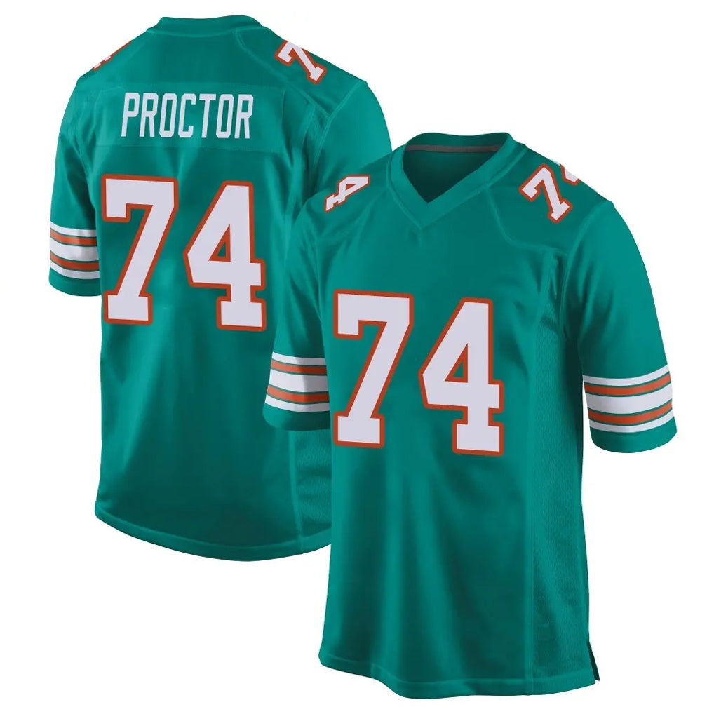 Kooe M.Dolphins #74 Kadyn Proctor Player Aqua Alternate Home Game Stitched Jerseys